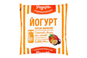 Йогурт питний РАДИМО персик-маракуя, 2%, 400 г